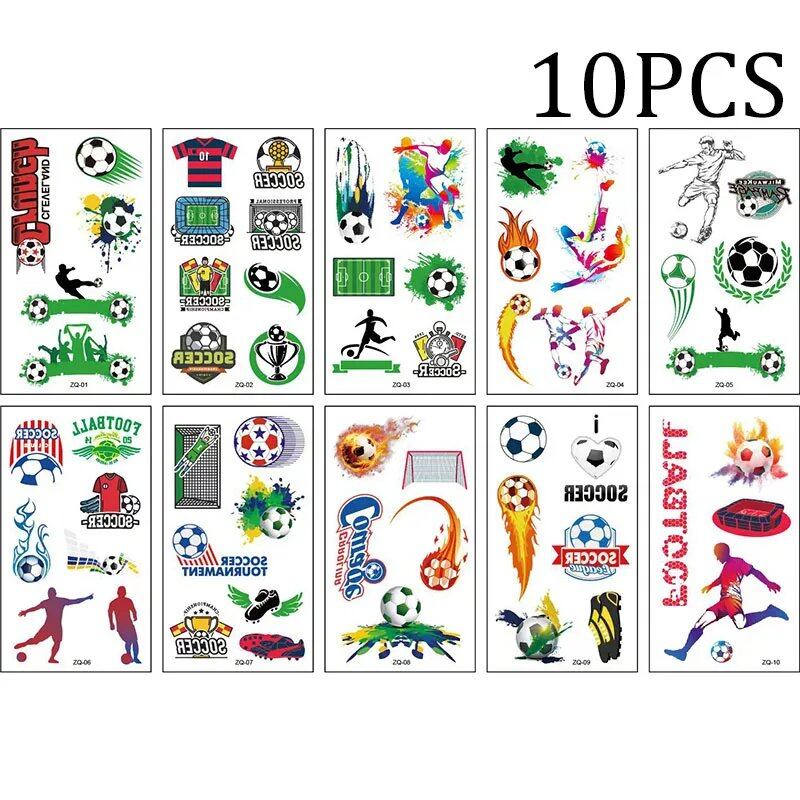 10-Pack Waterproof Temporary Tattoo Stickers for Kids and Soccer Fans, Fake Tattoos for Adults and Kids, Arm Covers, Color: Parallel Import