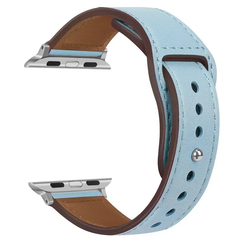 Leather Band for Apple Watch - Ultra 49mm/46mm, 44mm/40mm, 38mm/42mm, Sport Bracelet for iWatch Series 10/9/8/7/SE/6/5/3, 41mm/45mm Models, Band Color: Parallel Import