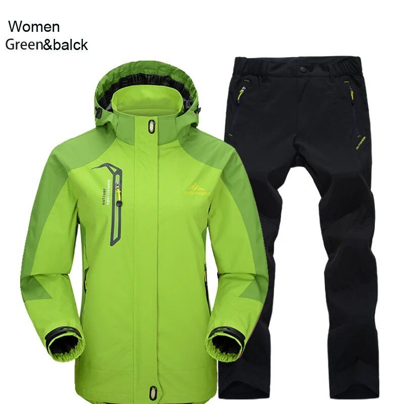 TRVLWEGO Women's Jacket & Pants Hiking Set, Camping, Spring/Autumn Outdoors, 20,000mm Waterproof, Windbreak Suit, Trekking Coat & Trousers, Size: Parallel Import