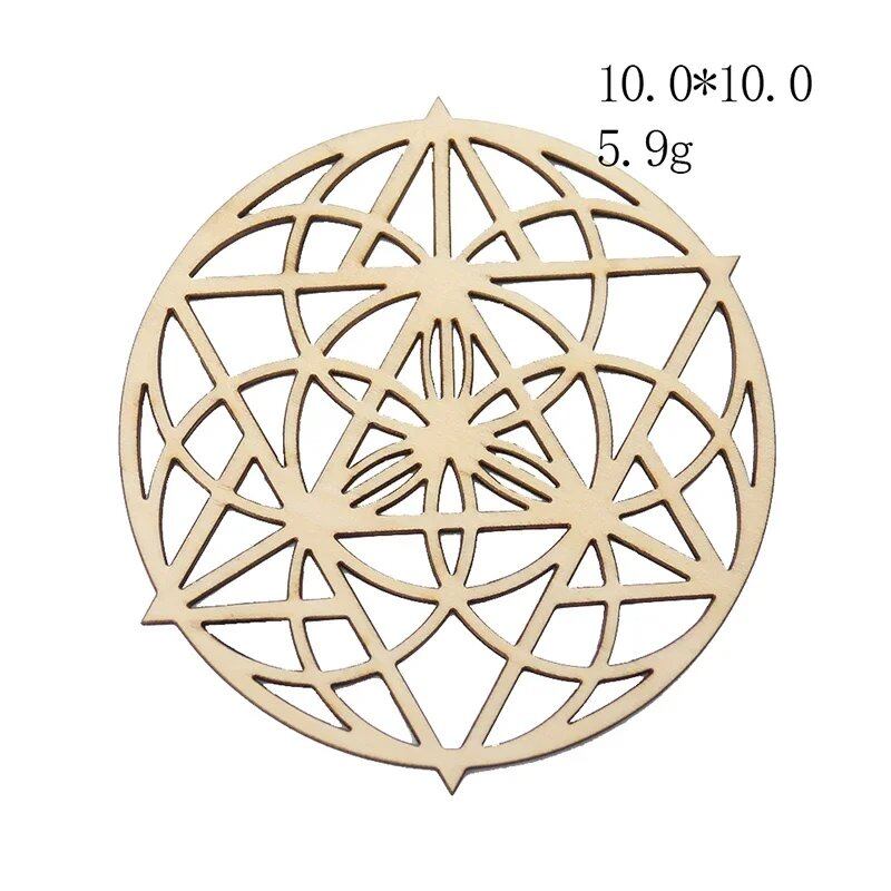 10cm Wooden Tree of Life Jewelry Display Tray with Quartz Crystal Wall Decor, Metatron's Cube, Star of David, Chakra, and Meditation Accessory (Imported)