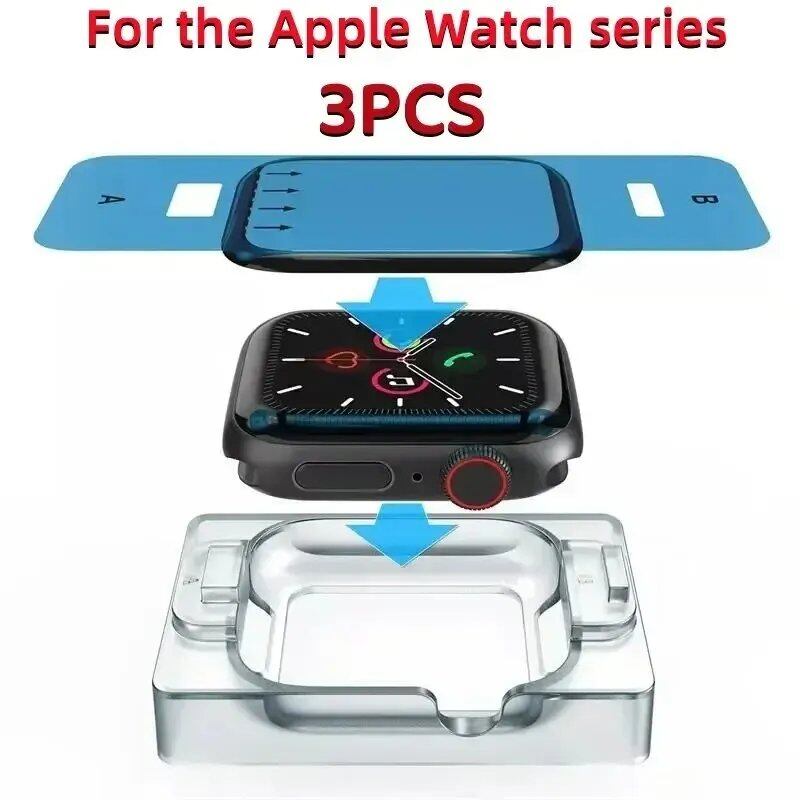Set of 1-3 Ceramic Screen Protectors for Apple Watch Ultra 9/8/7 (49mm/45mm/41mm), Compatible with Apple Watch 6/5/4/SE (44mm/40mm) and 3/2 (42mm/38mm). Color: Parallel Import.