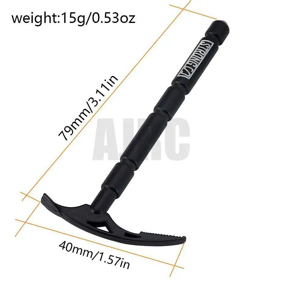 Black Metal Shovel/Pickaxe/Axe Decoration Accessories for 1/10 Scale RC Crawlers - Compatible with Traxxas TRX4, RGT, Yikong, Redcat, Axial SCX10, D90, and RC4WD (Parallel Import)