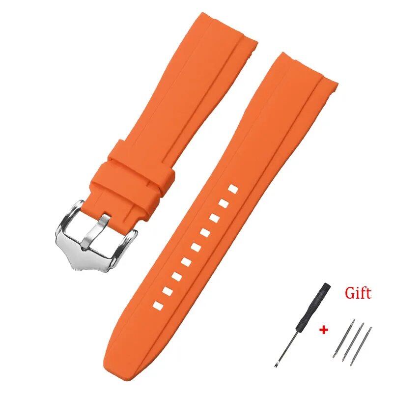 20mm/22mm High-Quality Curved End Silicone Watch Band Compatible with Swatch/Omega Moonwatch, Waterproof Wristband, Band Color: mm, Parallel Import