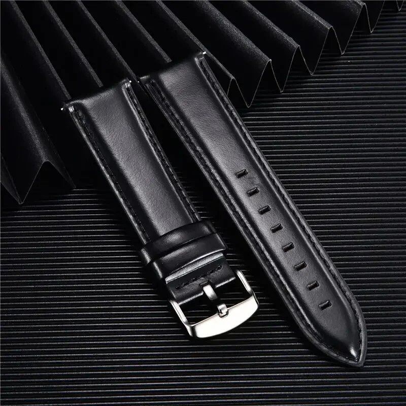 Quick Release Leather Watch Band, 18mm, 20mm, 22mm, Business Watch Strap, Black, Brown, Soft Bracelet, Watch Accessories, Band Color: mm, Parallel Import