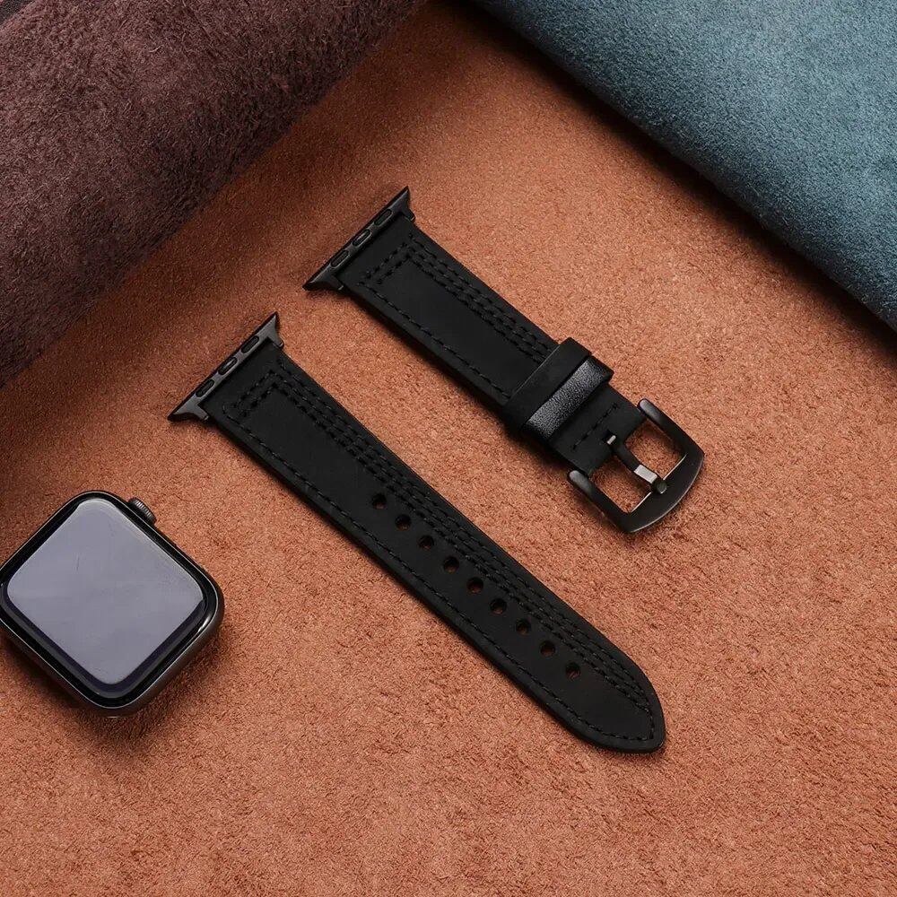 Apple Watch Leather Strap, Band, 46mm, 44mm, 45mm, 49mm, 41mm, 42mm, Accessories, Compatible with iWatch Series 5, 6, SE, 7, 8, Ultra, 9, 10, Band Color: mm, Parallel Import