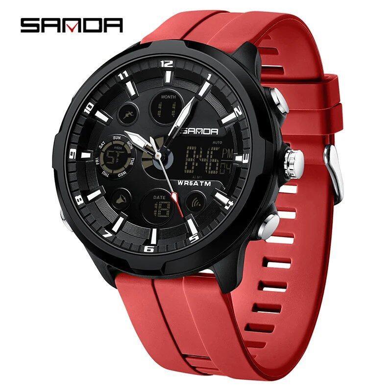 SANDA Top Brand Sports Military Men's Watch, Luxury Digital Wristwatch, 50m Water Resistant, Quartz Movement, Parallel Import