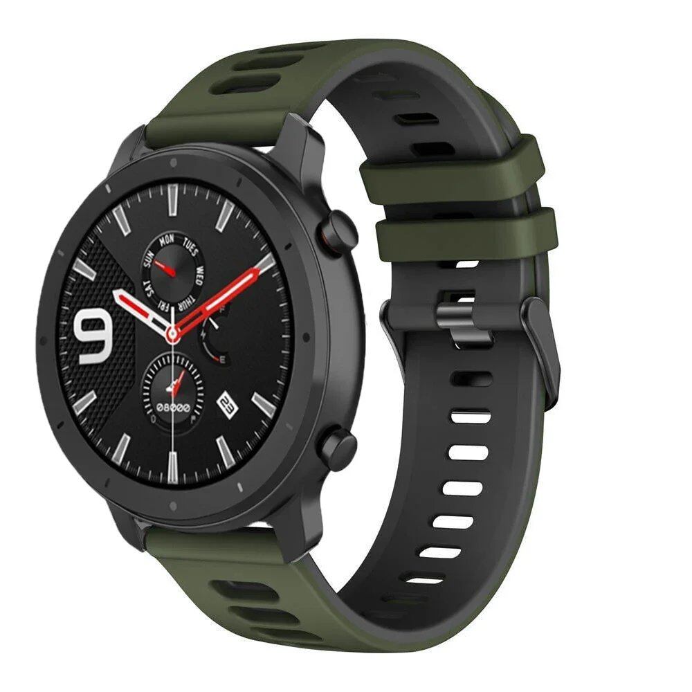 Compatible with Amazfit GTR 47mm/2/2e/Stratos 3/GTR 4/3 Pro/GTS 4 Mini/2/2E/3, 20mm/22mm Silicone Band Strap, Replacement Band, Band Color: mm, Universal, Imported