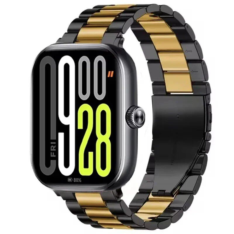 Metal Strap for Redmi Watch 5/4 - Compatible with Xiaomi Band 9 Pro / Mi Band 8 Pro, Comfortable and Breathable Replacement Wristband, Bracelet, Band Color: Black, Band Width: Parallel Import