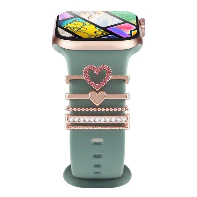 Diamond Jewelry-Embossed Band for Apple Watch Ultra 2, 9, 8, and 7, Compatible with Samsung and Huawei, 20/22mm Bracelet Strap, Band Color: ; Ships from: Parallel Import