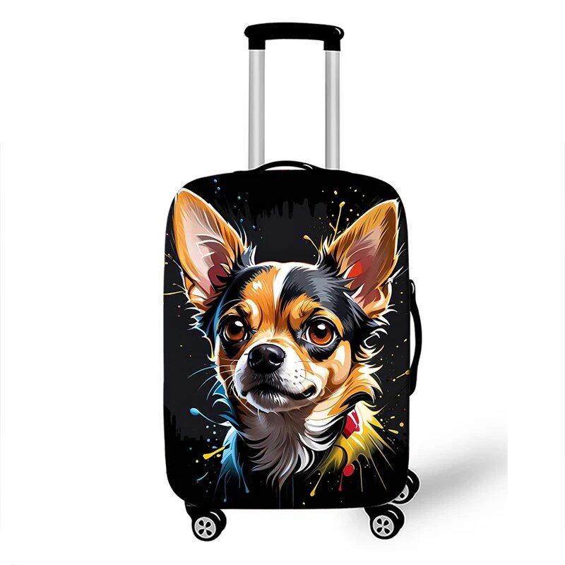 可愛いジャーマンシェパード・パグ・ボーダーコリー・チワワ 犬柄 スーツケースカバー 伸縮性トロリーケース保護カバー 旅行用 サイズ: 並行輸入品