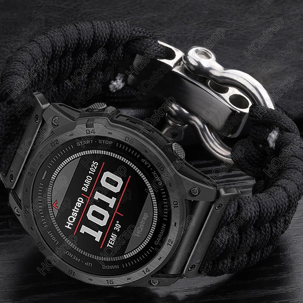 Garmin Tactics 7 Pro, Fenix 7, 6X, 6 Pro, 5X, 5 Plus, 3HR compatible sports braided nylon strap, 26mm, 22mm, 20mm adjustable, Garmin watch band size: 155-165-170mm length; band color: Parallel import