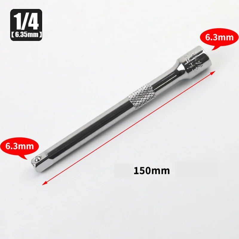 1/4", 3/8", 1/2" Socket Ratchet Wrench Extension Bar 50/75/100/125/150/250mm Long Bar Steering Sleeve Connecting Rod Accessories Color: mm; Shipped from: Parallel Import