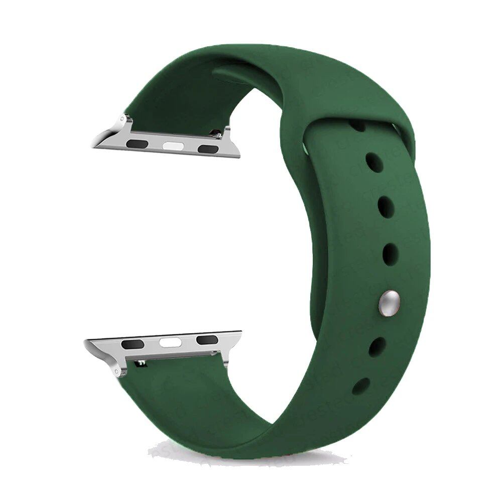 Silicone Sport Band for Apple Watch, 45mm, 44mm, 42mm, 49mm, 40mm, and 41mm, Compatible with iWatch Series 9/8/7/6/5/4/3/SE/Ultra 2, Band Color: mm; Ships from: Parallel Import