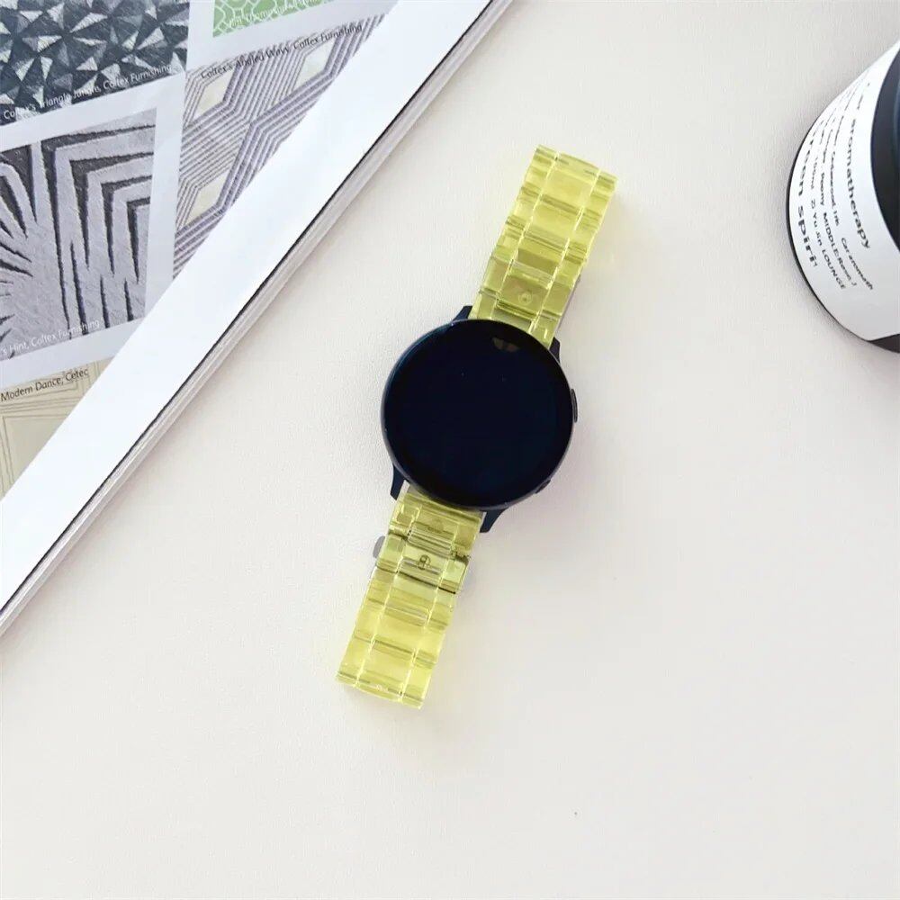 20mm/22mm Clear Glacial Link Bracelet Strap for Samsung Galaxy Watch 6/5/Pro/4/Classic/Active 2, Compatible with Huawei GT2/2e/3/Pro/4, Band Color: Watch Band, Parallel Import
