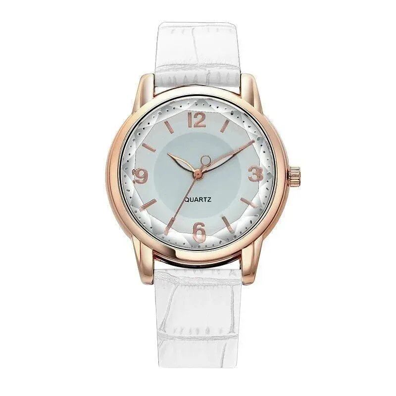Leather Strap Women's Watch with Polygonal Glass, Luxury Quartz Watch, Creative Fashion, Parallel Import