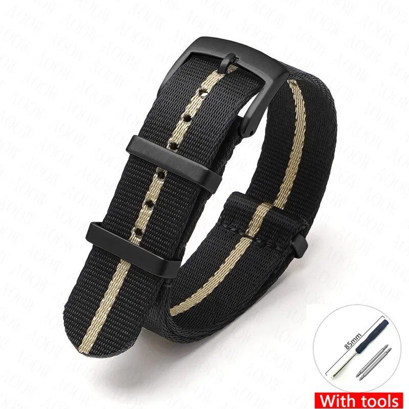 Nylon Strap for Omega Moonwatch, Speedmaster, and Seamaster 300 - Seiko 18mm, 20mm, 22mm, and 24mm Men's Sports Canvas Watch Bracelet, Band Color: mm, Parallel Import