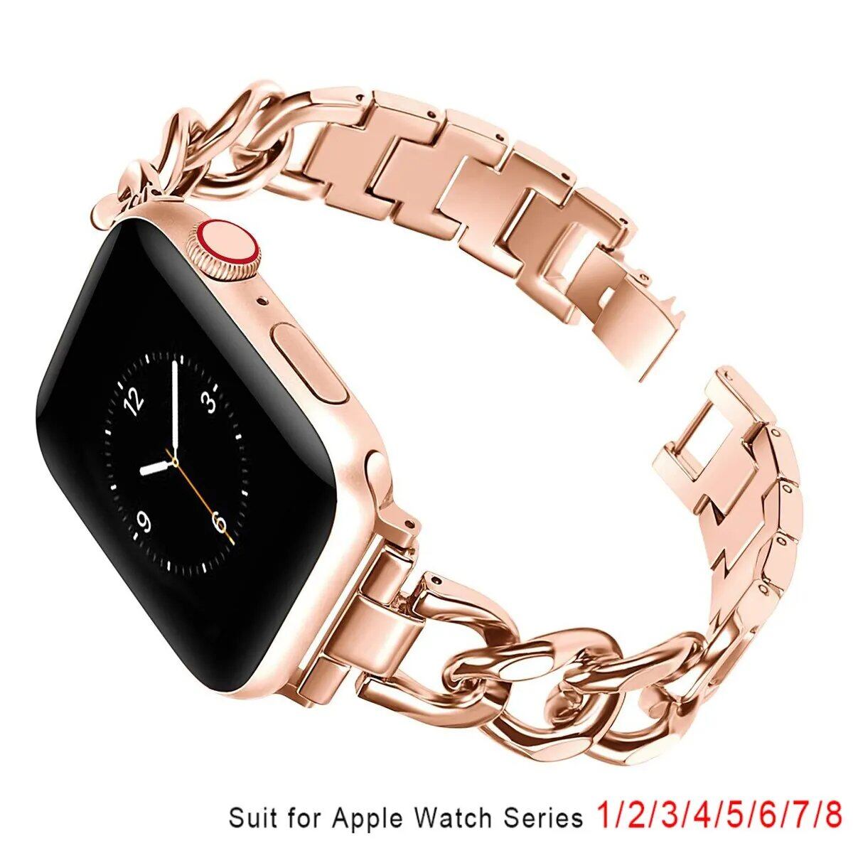 Slim Stainless Steel Strap for Apple Watch 6/8/SE/7/Series 3/4/5, Compatible with 45mm, 38mm, 41mm, and 40mm Sizes. Metal Band Bracelet. Imported.