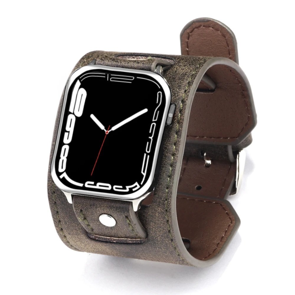 Retro-style leather strap for Apple Watch Series Ultra, 8, 7, 6, 5, 4, SE, 41mm, 45mm, 49mm, 44mm, 40mm, 38mm, 42mm. Compatible with 41mm, 45mm, 41mm, 45mm, and 49mm, 44mm, 40mm, 38mm, 42mm, 42mm, 41mm, 42mm, 4 ...2mm, 42mm, 42mm, 42
