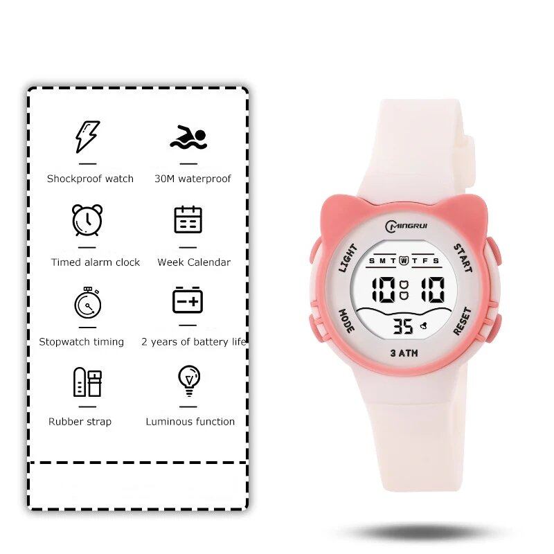 UTHAI C16 Children's Waterproof Alarm Clock Electronic Wristwatch with Cute Cat and Star Design for Junior and Junior High School Boys and Girls (Imported)