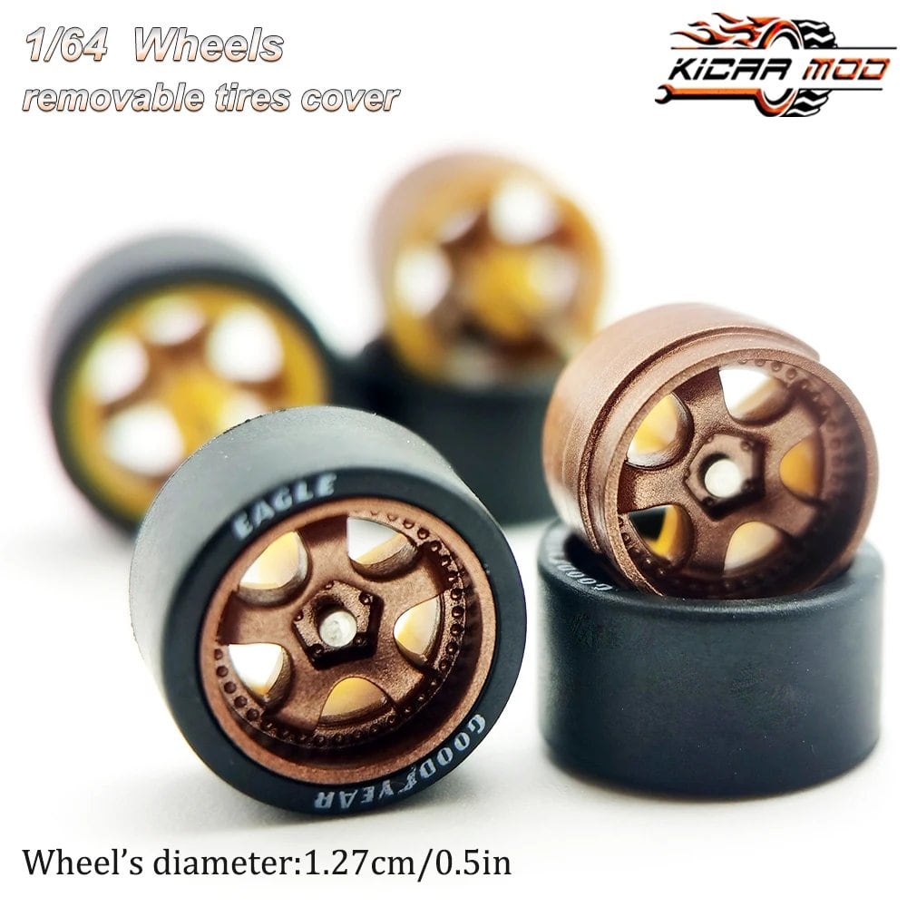 1/64 Scale Work S1 Rubber Tire Wheels, Large Size, Diecast Model Car Modification Parts for Hot Wheels, Matchbox, and Tomica, D:13mm, 1 Set, Parallel Import