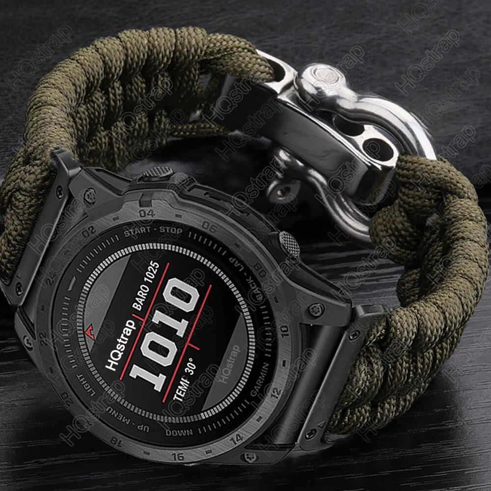 Garmin Tactics 7 Pro, Fenix 7, 6X, 6 Pro, 5X, 5 Plus, 3HR compatible sports braided nylon strap, 26mm, 22mm, 20mm adjustable, Garmin watch band size: 155-165-170mm length; band color: Parallel import