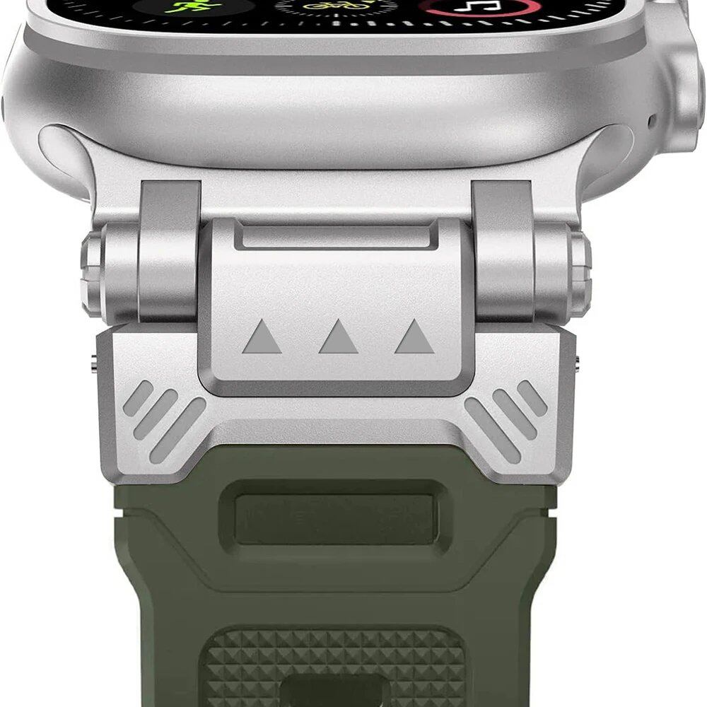 TPU Sport Strap for Apple Watch - Compatible with 10 (46mm), 9 (45mm), and Ultra 2 (49mm). Titanium-colored silicone band for iWatch 8/7/SE/6/5/4 (44mm/42mm). Band Color: mm; Ships from: Parallel Import.