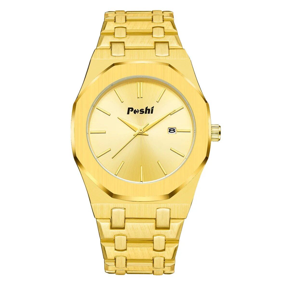Posey Quartz Men's Watch with Simple Dial, Date Display, Stainless Steel Strap, Business, Fashion, Luxury, Original, Parallel Import