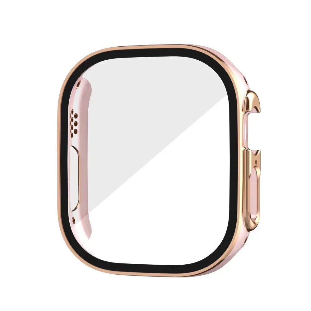 Tempered Glass Case for Apple Watch Ultra 2 (49mm), Screen Protector Frame Cover, Compatible with iWatch Ultra 49mm, Tempered Glass Protection, 49mm Accessories, Color: Black; Shipped from: Parallel Import