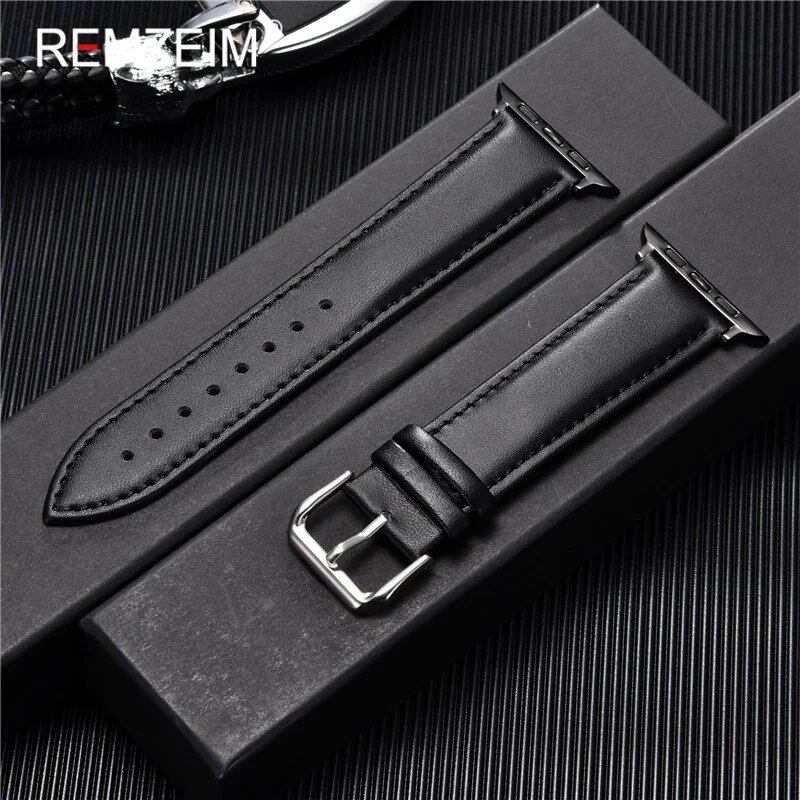Men's Leather Business Strap for Apple Watch, Compatible with iWatch 10/9/8/7/6/5/SE/Ultra/4/3/2 (46/45/44/42/40/41/49/38mm), Band Color: mm, Parallel Import
