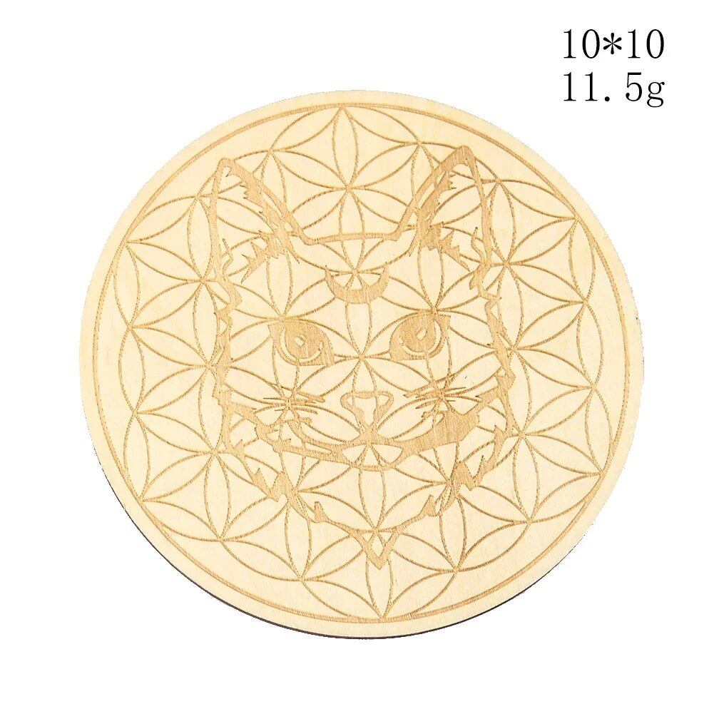 10cm Wooden Tree of Life Jewelry Display Tray with Quartz Crystal Wall Decor, Metatron's Cube, Star of David, Chakra, and Meditation Accessory (Imported)