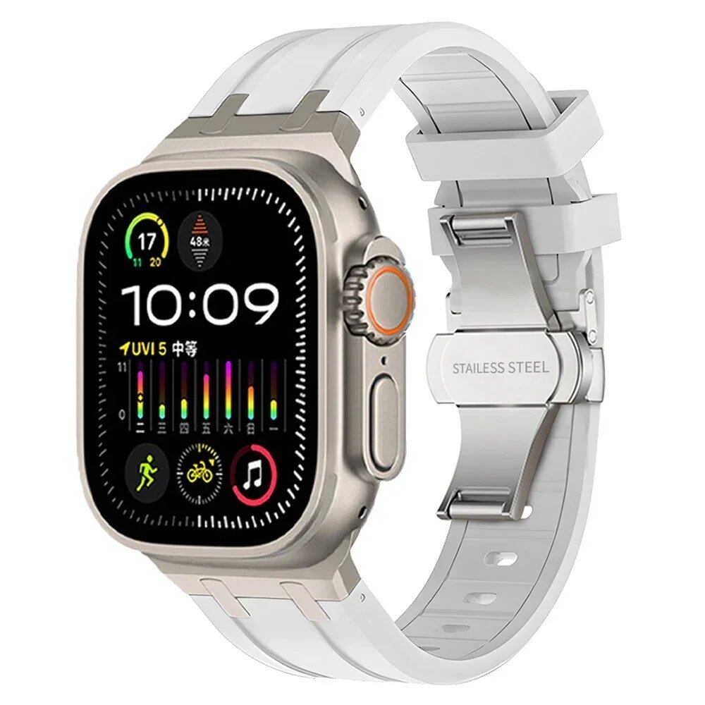 Soft Silicone Strap for Apple Watch Ultra 2/1, Series 10/9/8/7 (49mm/46mm/45mm) - Compatible with iWatch 6/5/4/SE (44mm) - Men's Rubber Band. Band Colors: 46mm, 44mm, 45mm, 49mm. Parallel Import.