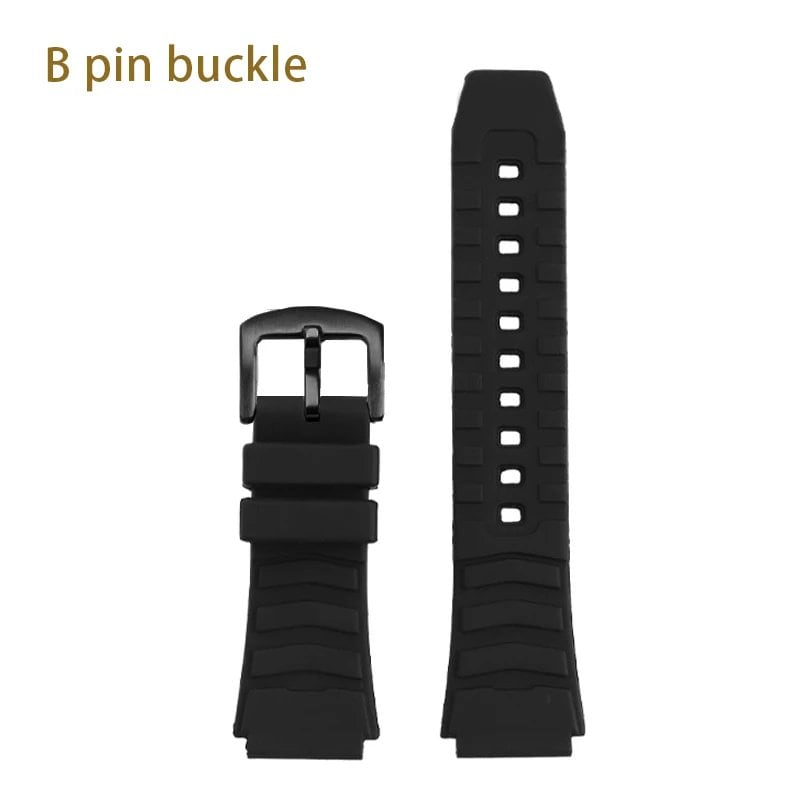 25-20mm Convex Silicone Rubber Watch Band for Casio EF-552, EF-552D, PRG-80, PAG-80, PRW-1000, and PRW-1100. Soft, Men's Bracelet. Band Color: Black (K). Band Width: 25-20mm. Ships from: Parallel Import.