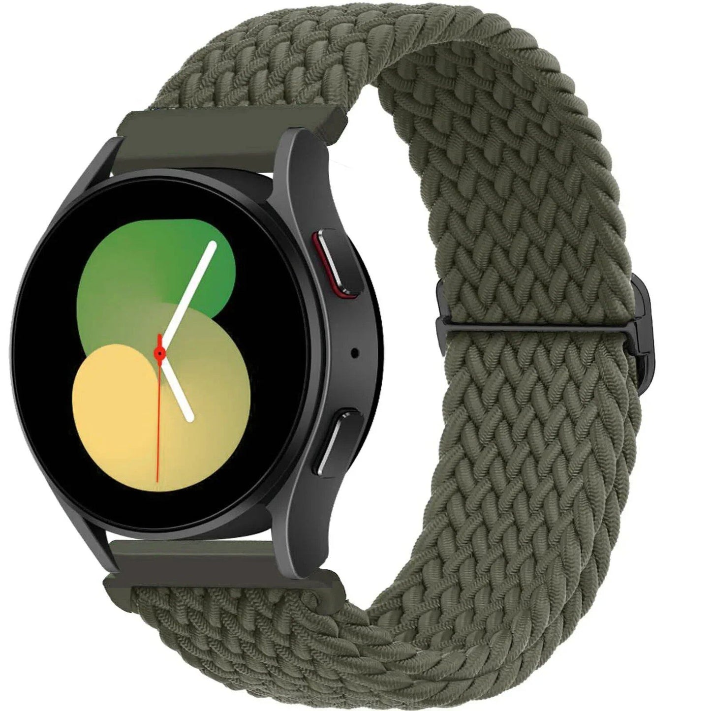 Compatible with Samsung Galaxy Watch 7, 6, 5, and 4 (40mm, 44mm, 6 Classic, 43/47mm), 20mm and 22mm nylon straps. Compatible with Huawei Watch 3 and 4 Pro, Solo Loop woven bands. Band Color: mm; Ships from: Parallel Import.
