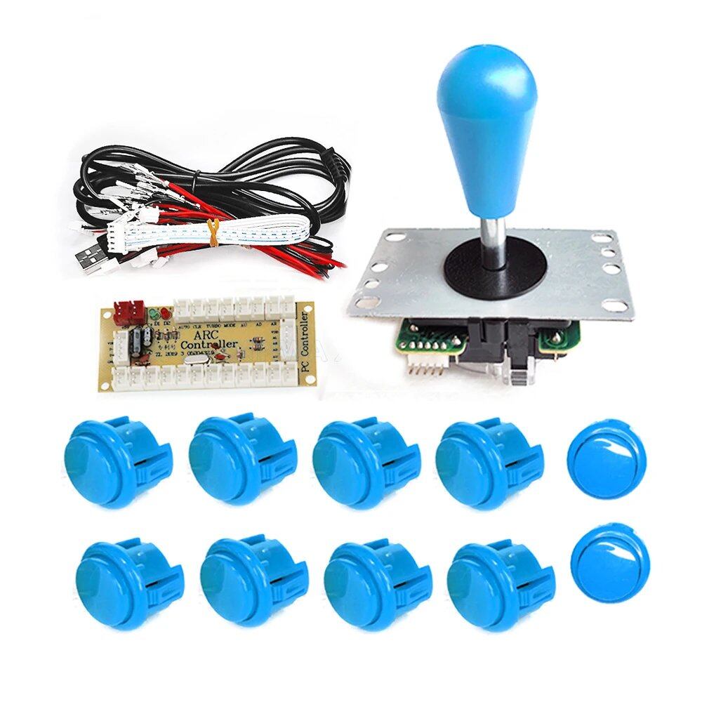 SANWA 8-Way Joystick, Zero Delay USB Controller, DIY Game Arcade Joystick Kit with 24/30mm Push Buttons, for PC and Raspberry Pi, Color: Imported