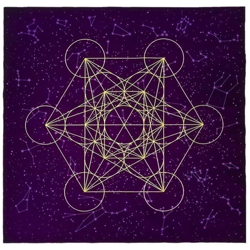 Y1UB Metatron's Cube Crystal Grid Altar Cloth, Tapestry, Tablecloth, Spiritual Cloth for Ritual Use, Sacred Places, and Tarot Table Cover, 0cm, Parallel Import
