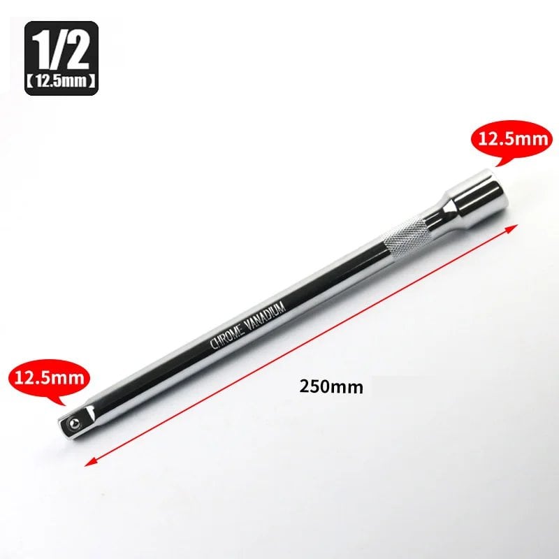 1/4", 3/8", 1/2" Socket Ratchet Wrench Extension Bar 50/75/100/125/150/250mm Long Bar Steering Sleeve Connecting Rod Accessories Color: mm; Shipped from: Parallel Import