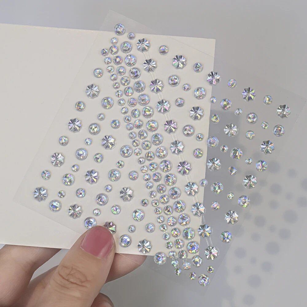 1/5 Random Color Glitter Face Tattoo Stickers for Kids, Sparkly Diamonds, for Costume Parties, Makeup, DIY Tattoo Decals, Parallel Import