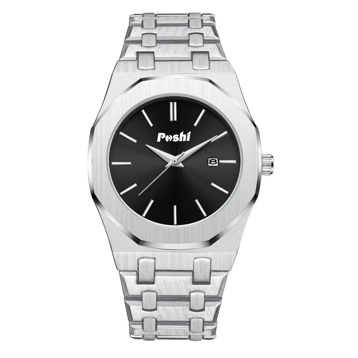 Posey Quartz Men's Watch with Simple Dial, Date Display, Stainless Steel Strap, Business, Fashion, Luxury, Original, Parallel Import