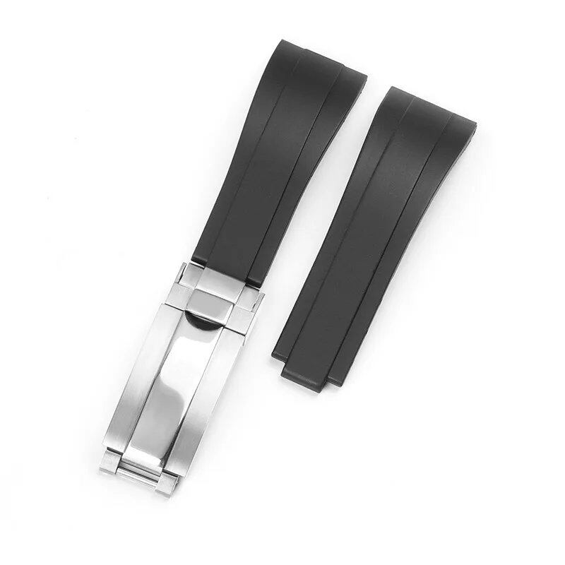 20mm Curved Soft Silicone Watch Band for Rolex Oysterflex - Men's and Women's Sport Bracelet with Folding Buckle, Band Color: 20mm; Band Width: 20mm - No Logo, Parallel Import