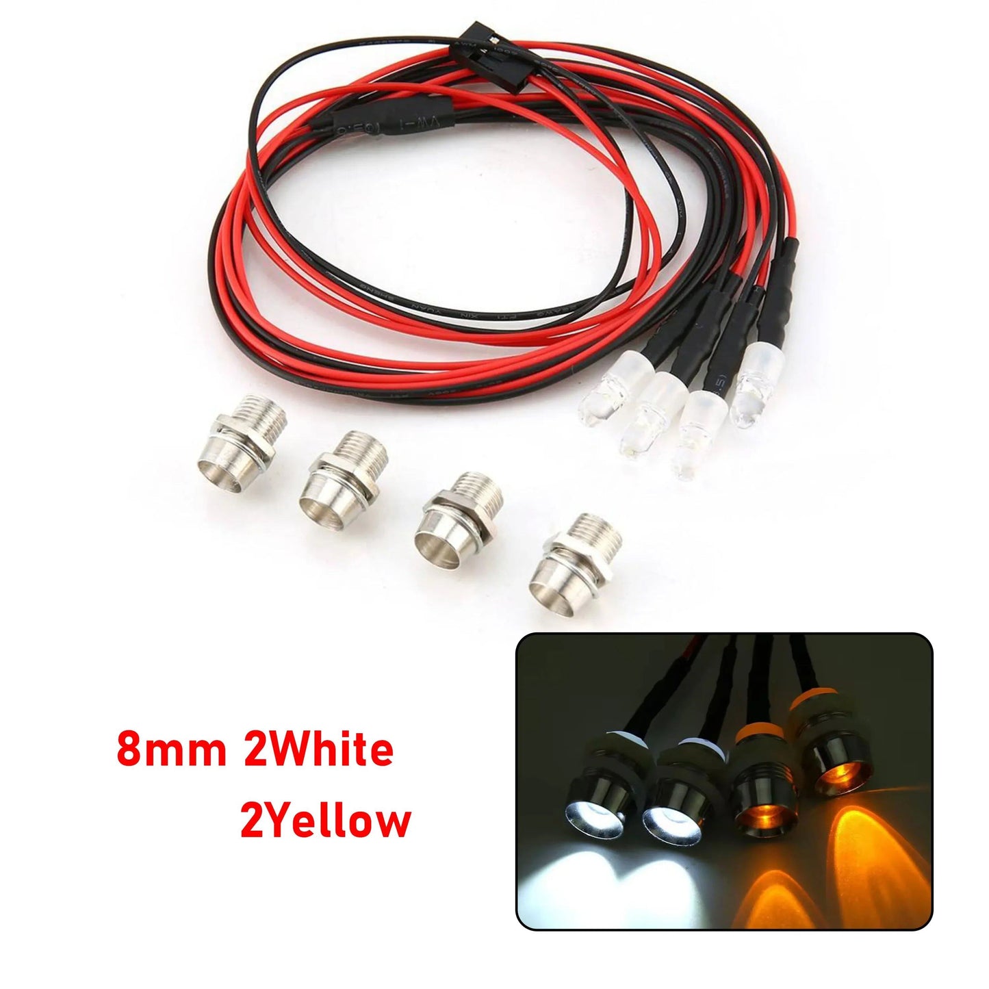 1/10, 1/8, 1/12 Scale RC LED Light Kit with Headlights and Taillights - Compatible with Traxxas, HSP, HPI, MN99, MN90, and WLtoys RC Cars, Trucks, Crawlers, and Drift Cars. Color: Parallel Import