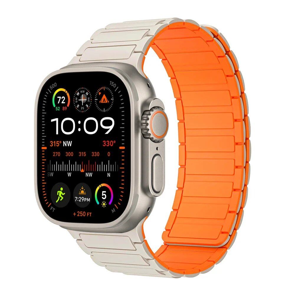 Magnetic Strap for Apple Watch, Silicone Wristband, 45mm, 44mm, 40mm, 46mm, 41mm, 42mm, 38mm, Compatible with iWatch Series 8/7/6/SE/9/10/Ultra 2/49mm, Band Color: mm; Parallel Import