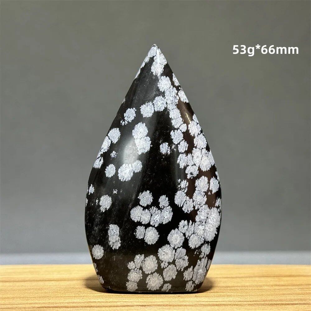 Snowflake Obsidian Freeform Ornament with Natural Quartz, Reiki, Meditation, Healing, Witchcraft, Energy Decoration, Home Gift, Color: Parallel Import