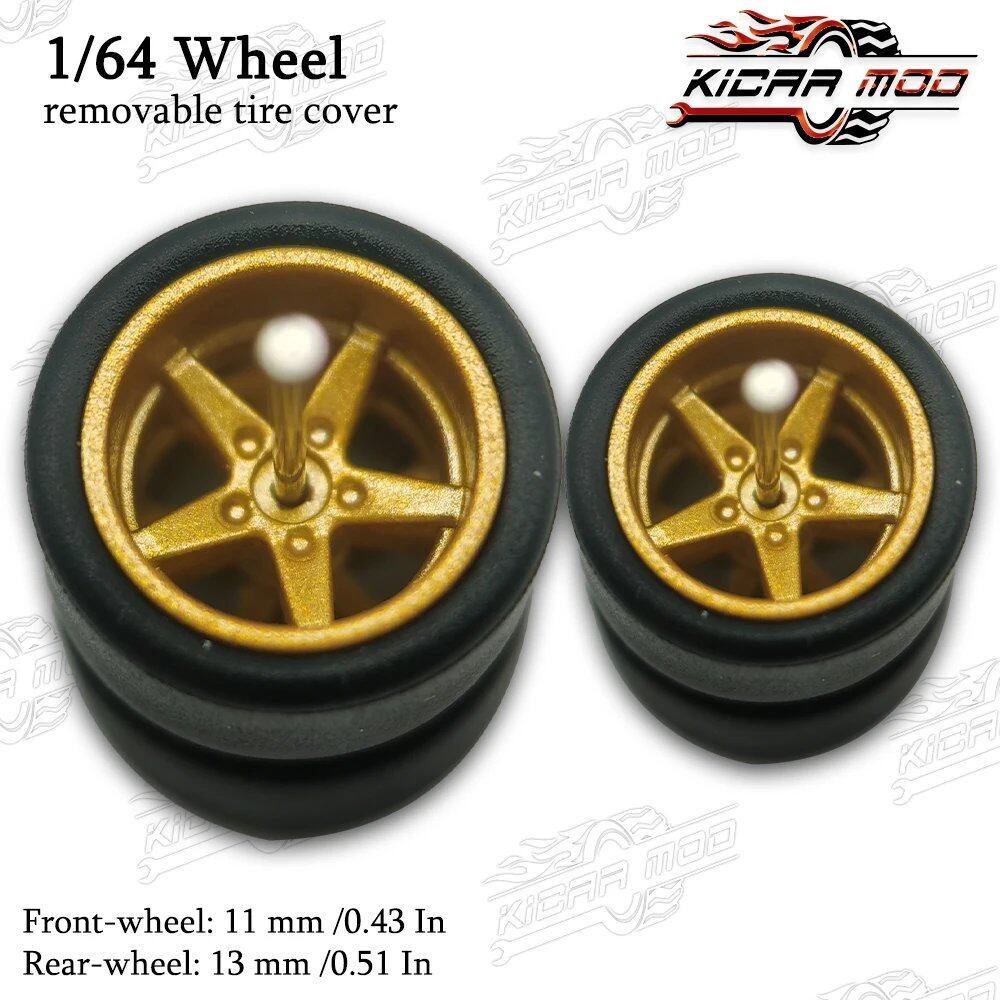 1/64 Scale RLC Premium Slick Tires for Hot Wheels RLC Muscle Car Advan GT Model Car Modification Parts D:11mm+13mm (1 Set) Color Parallel Import