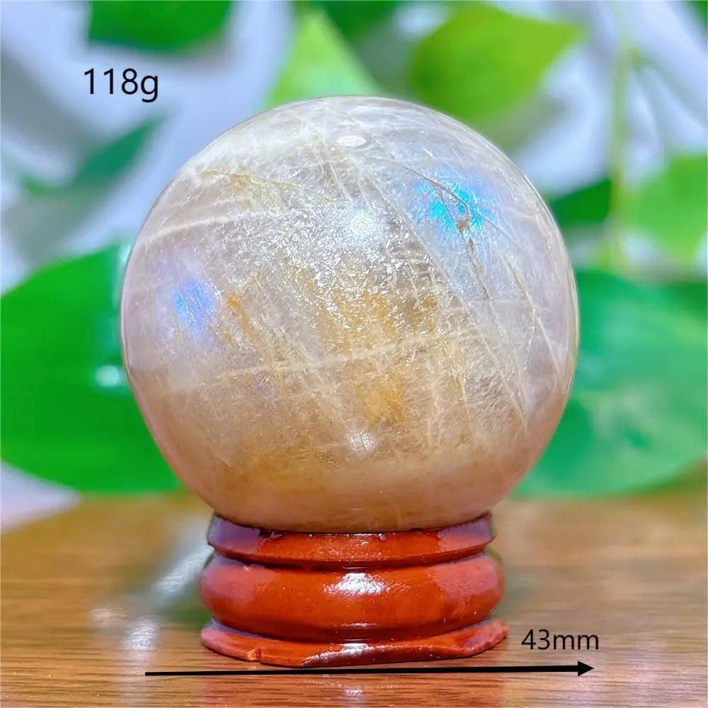 Moonstone Sphere Crystal, Natural Quartz Stone, Home Decor, Mineral, Reiki, Craft, Gift, Energy, Healing, Spiritual, Love, with Stand, Parallel Import