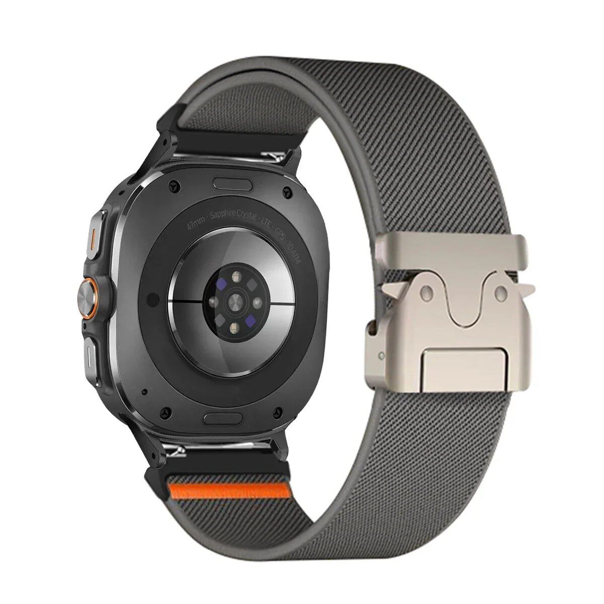 47mm Sport Nylon Bracelet Braided Loop Strap for Samsung Galaxy Watch 7 Ultra. Band Color: Compatible with Galaxy Watch 7 Ultra. Parallel Import.