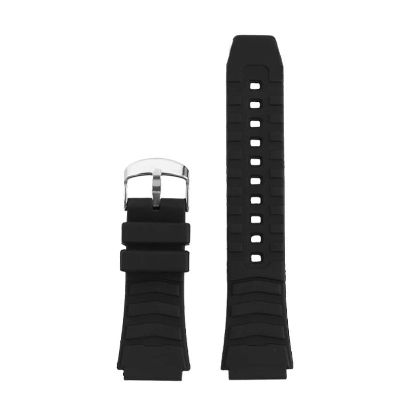 25-20mm Convex Silicone Rubber Watch Band for Casio EF-552, EF-552D, PRG-80, PAG-80, PRW-1000, and PRW-1100. Soft, Men's Bracelet. Band Color: Black (K). Band Width: 25-20mm. Ships from: Parallel Import.