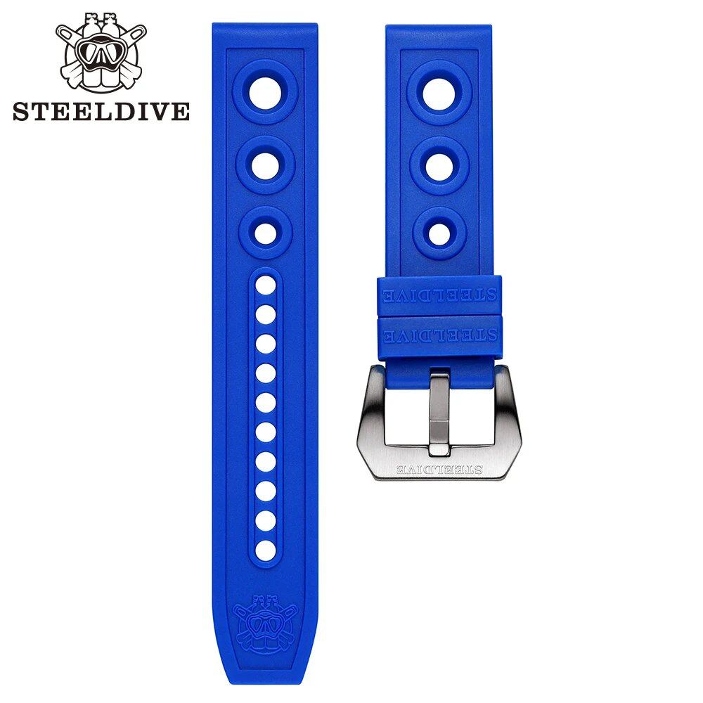 STEELDIVE 自動巻き メカニカル ストラップ 交換用 ダイバーズウォッチ ブルー ラバーストラップ 20/22mm バンドカラー:mm 並行輸入品