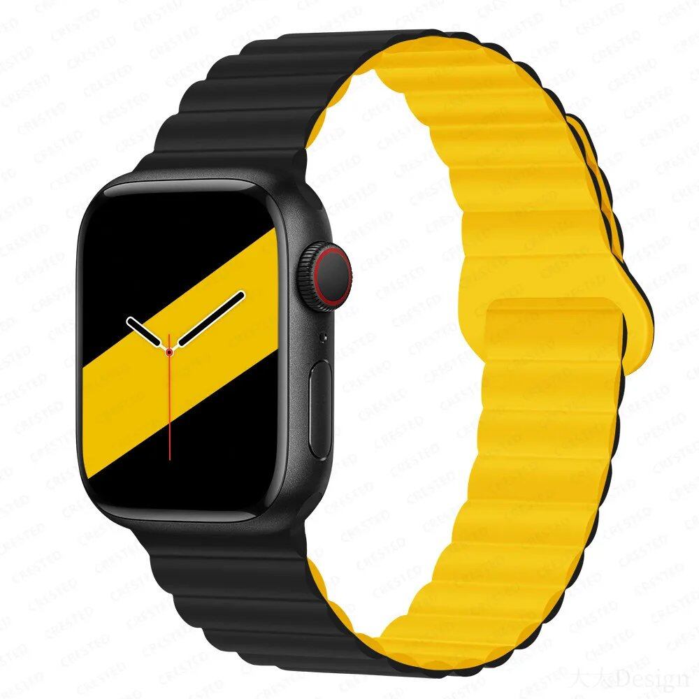 Silicone Loop Magnetic Strap for Apple Watch - Compatible with iWatch Series 8/SE/6/7/Ultra 2/9/10 (44mm/40mm/45mm/49mm/41mm/42mm/46mm) - Band Color: mm; Ships from: Parallel Import