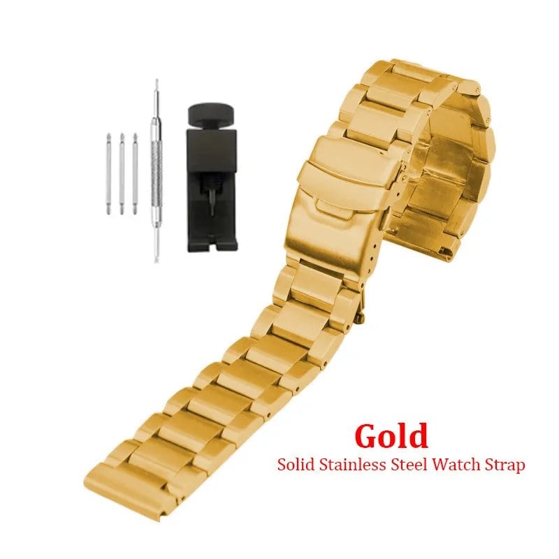 Solid Stainless Steel Watch Strap, 18, 19, 20, 21, 22, 23, 24, 25mm, Metal Band, Folding Buckle, Universal Bracelet for Men and Women, Band Color: mm, Parallel Import