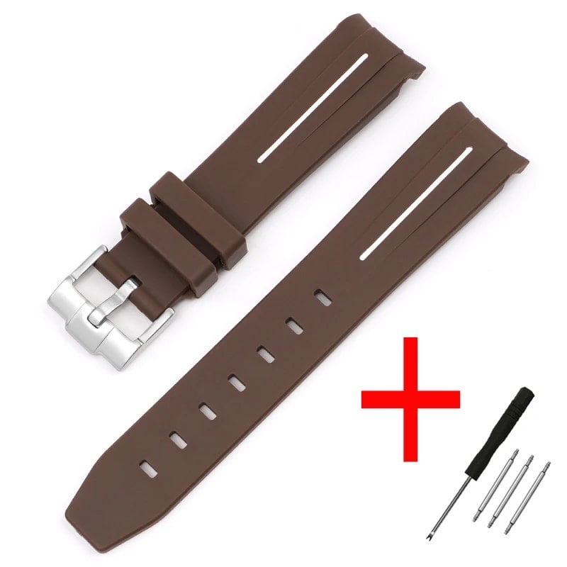 New 20mm Bent End Rubber Watch Strap for Omega Moonwatch, Joint Constellation, Men's Waterproof Sports Watch Band, Band Color: 20mm; Band Width: 20mm, Parallel Import